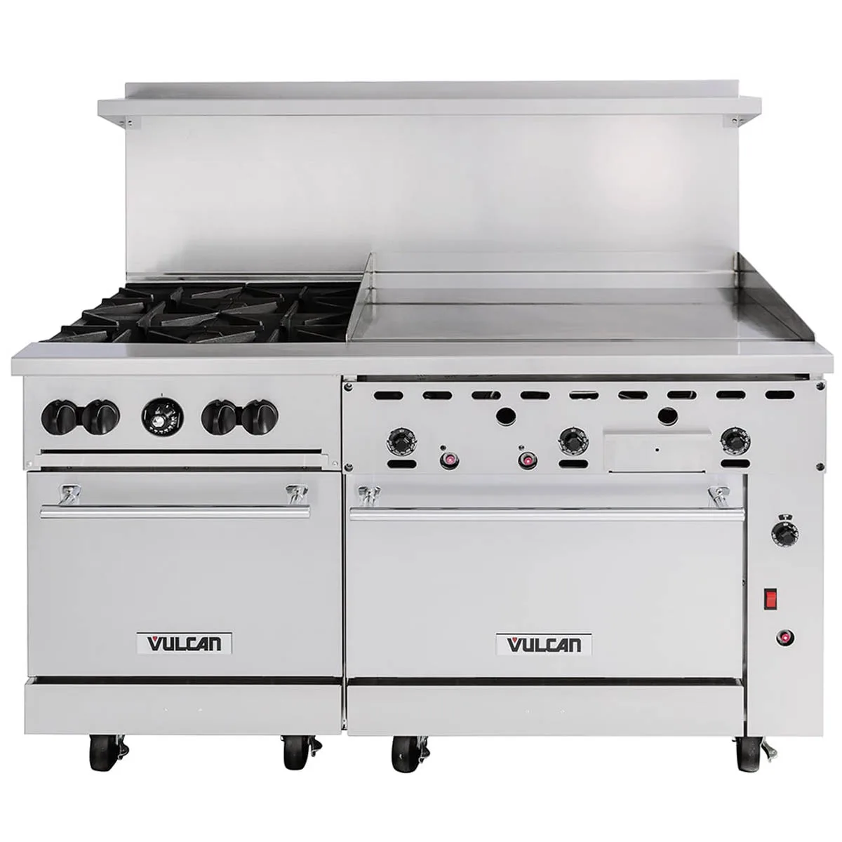 Vulcan 60SS-4B36G 60" Gas Restaurant Range w/ (4) Open Burners, 36" Griddle Right, (2) Standard Ovens, 238.000 BTU