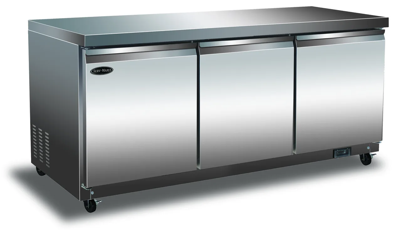 Serv-Ware UCF-72-HC-T 72" 3-Door Undercounter Freezer, Stainless Steel, 18 cu. ft., 5/8 HP, 115V