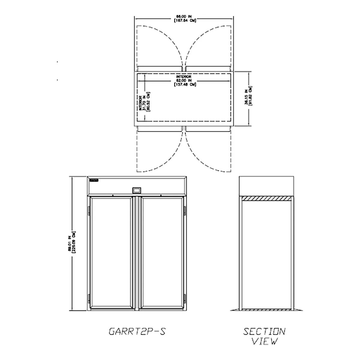 Delfield GARRT2P-S 66" 4-Solid Door Roll-Thru Refrigerator, 80.5 cu. ft., Top Mounted