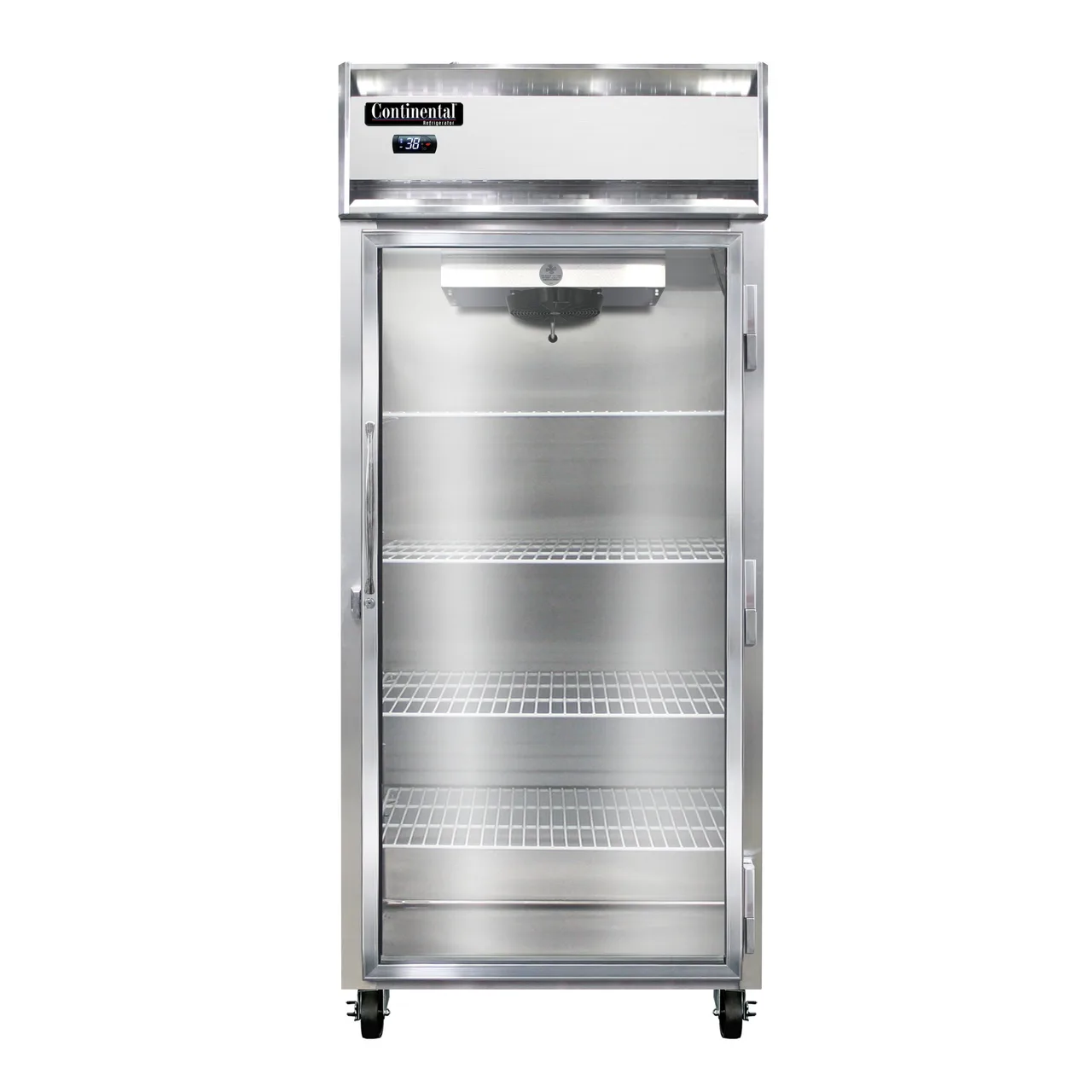 Continental 1RXNSAGD 36" 1-Section Reach-In Refrigerator w/ Glass Door, Stainless Steel Exterior, 30 cu. ft.