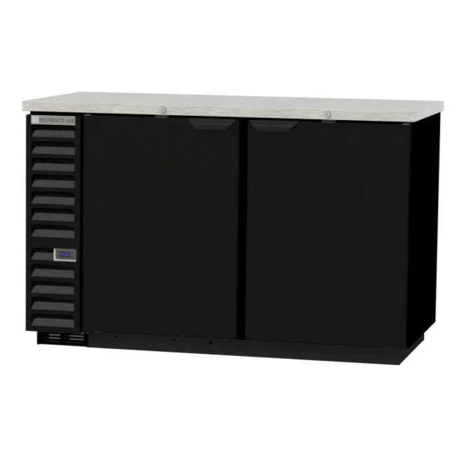 Beverage Air BB58HC-1-F-B 59" 2 Section Black Back Bar Cooler with Solid Door