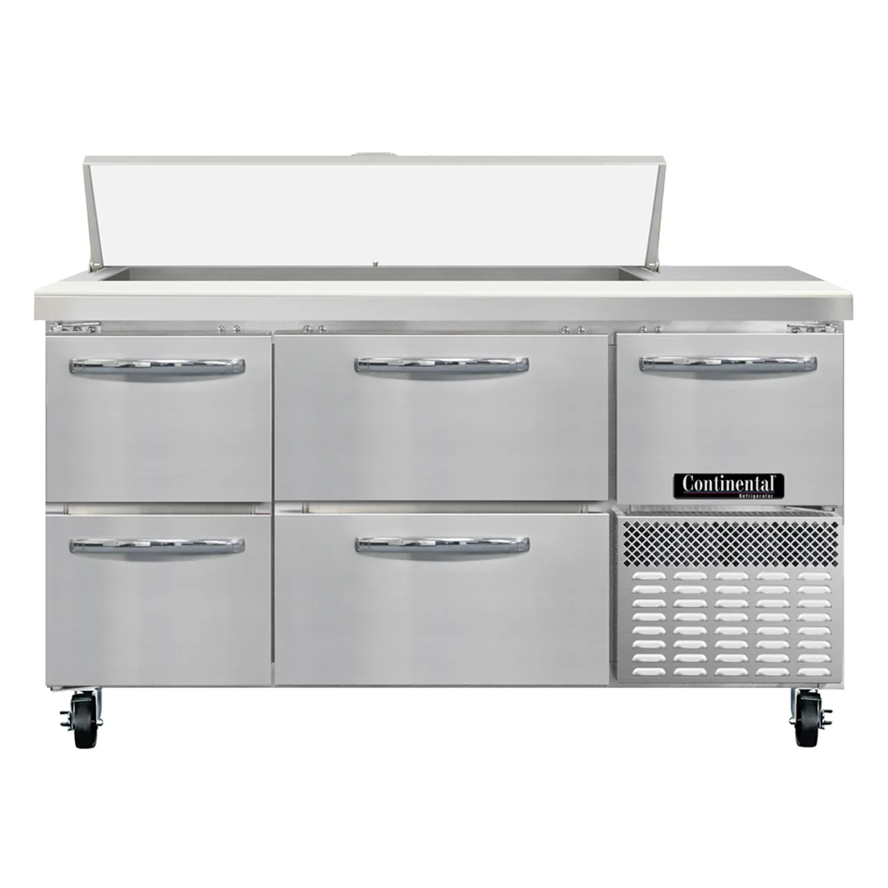 Continental Refrigerator RA60SN12-D 60" 1-Door 4-Drawer Sandwich and Salad Prep Table, 12 Pans, Stainless Steel
