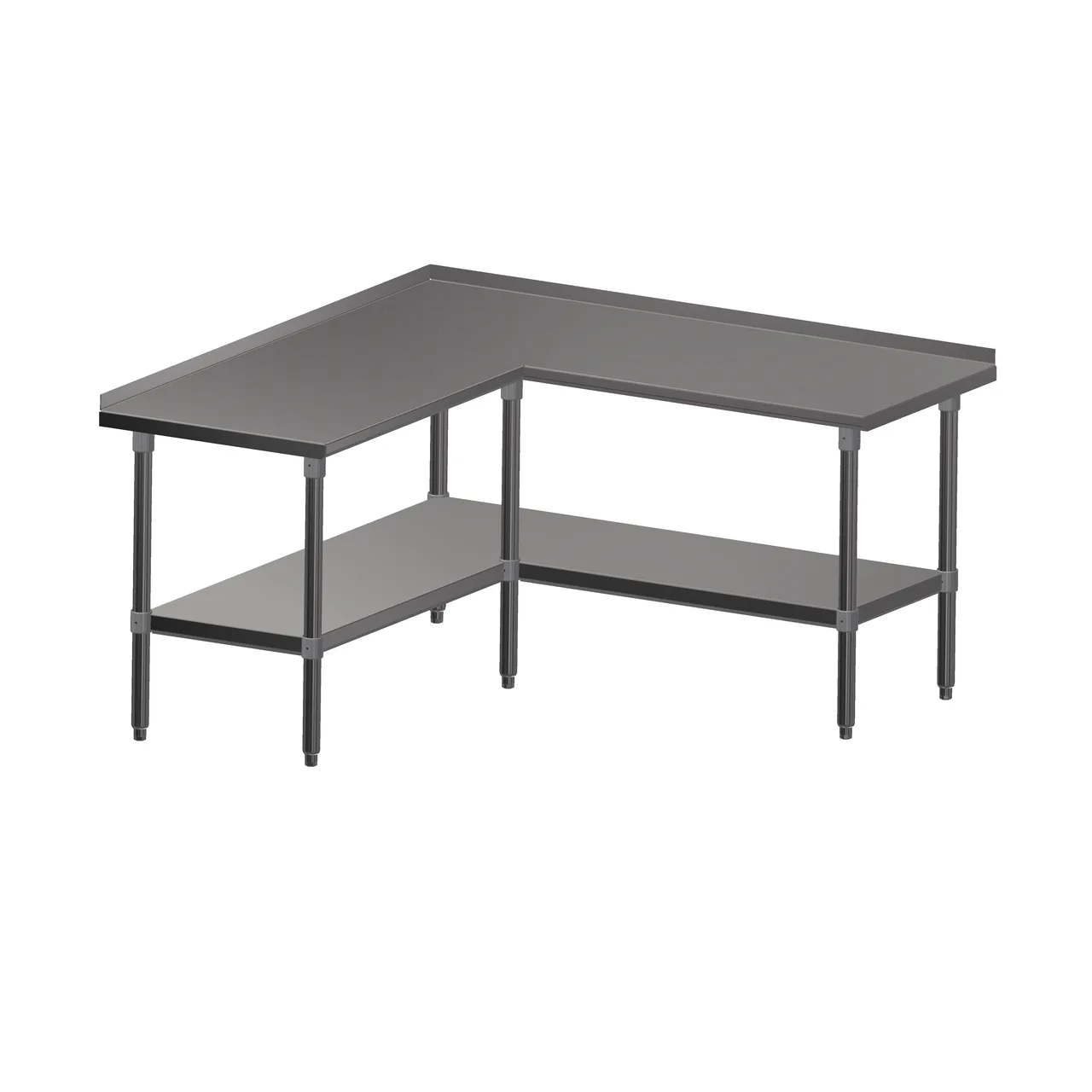 John Boos ST4R1.5-L2460SSK L Shaped Work Tables, 60" x 60" x 24" / 14 gauge with Undershelf