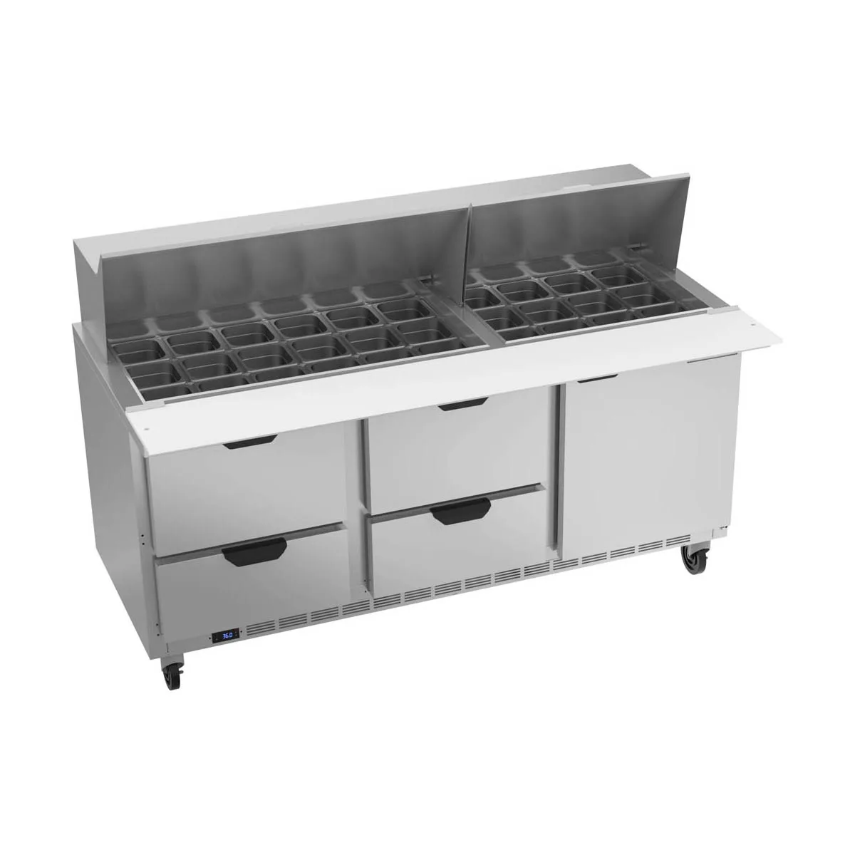 Beverage Air SPED72HC-30M-4 72" Mega Top Sandwich/Salad Prep Table w/ 4 Drawers and 1 Door, 30 pans