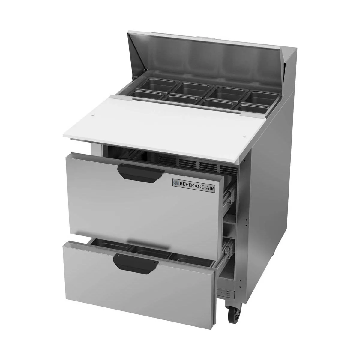Beverage Air SPED27HC-C-B 27" One Section Sandwich/Salad Prep Table w/ 2 Drawers, 8 pans, 6.9 cu. ft.