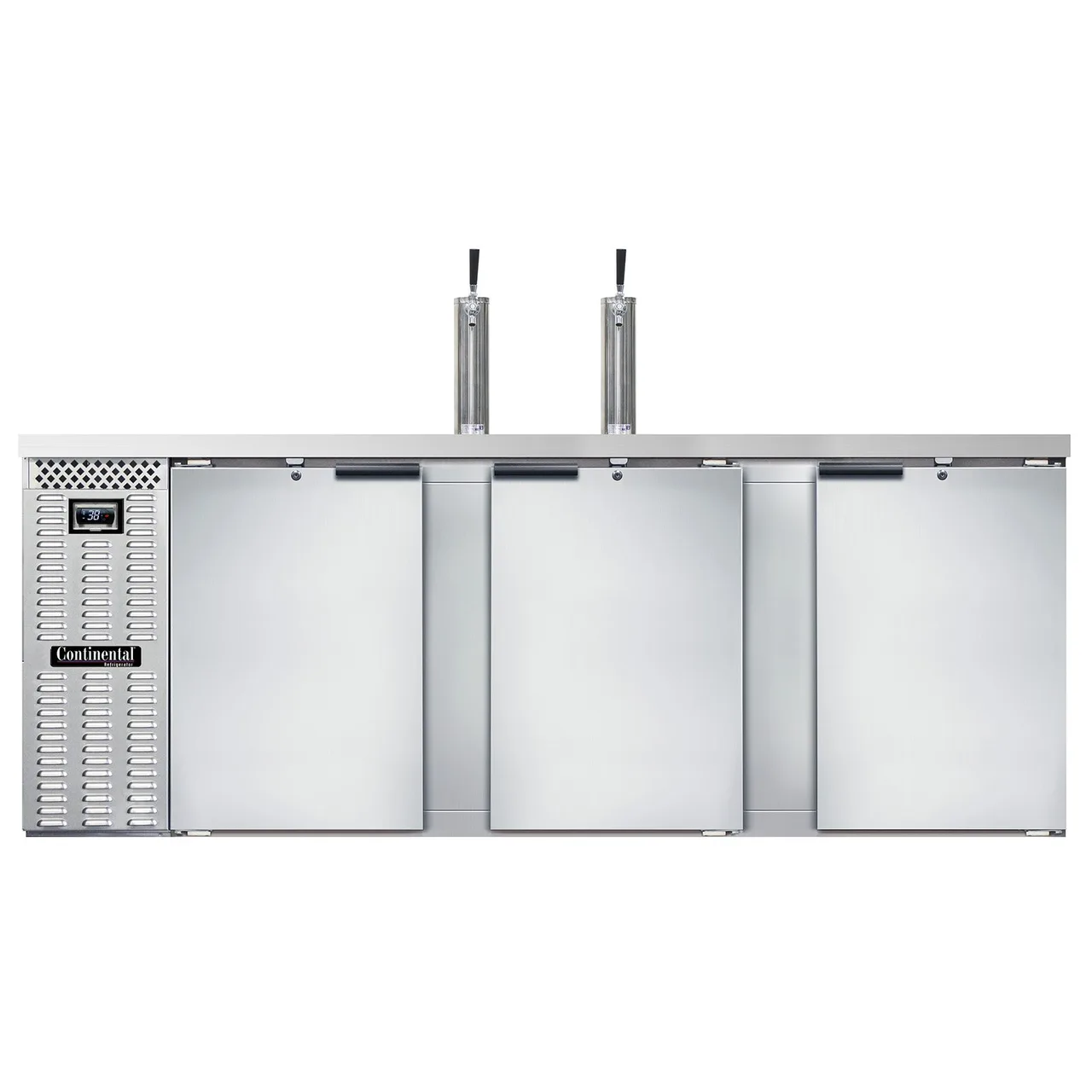 Continental Refrigerator KC90NSS 90" Draft Beer Cooler w/ 4 Kegs, 35.0 cu. ft., 2 Single-Tap Towers