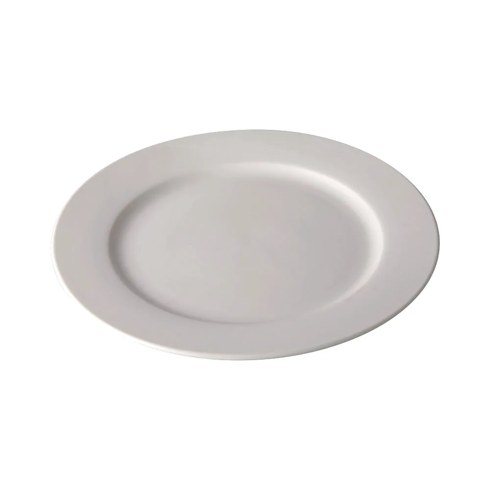 CAC China GW-21 Great Wall Plate, 12" Dia x 1-1/4" H Round Porcelain Bone White Rolled Edge- Dozen