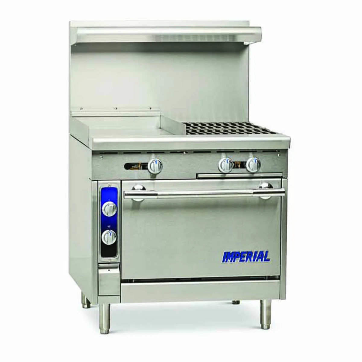 Imperial IHR-G18-2-XB 36" Gas Heavy Duty Range w/ (2) Open Burners, 18" Griddle, (1) Open Cabinet Base, 120.000 BTU