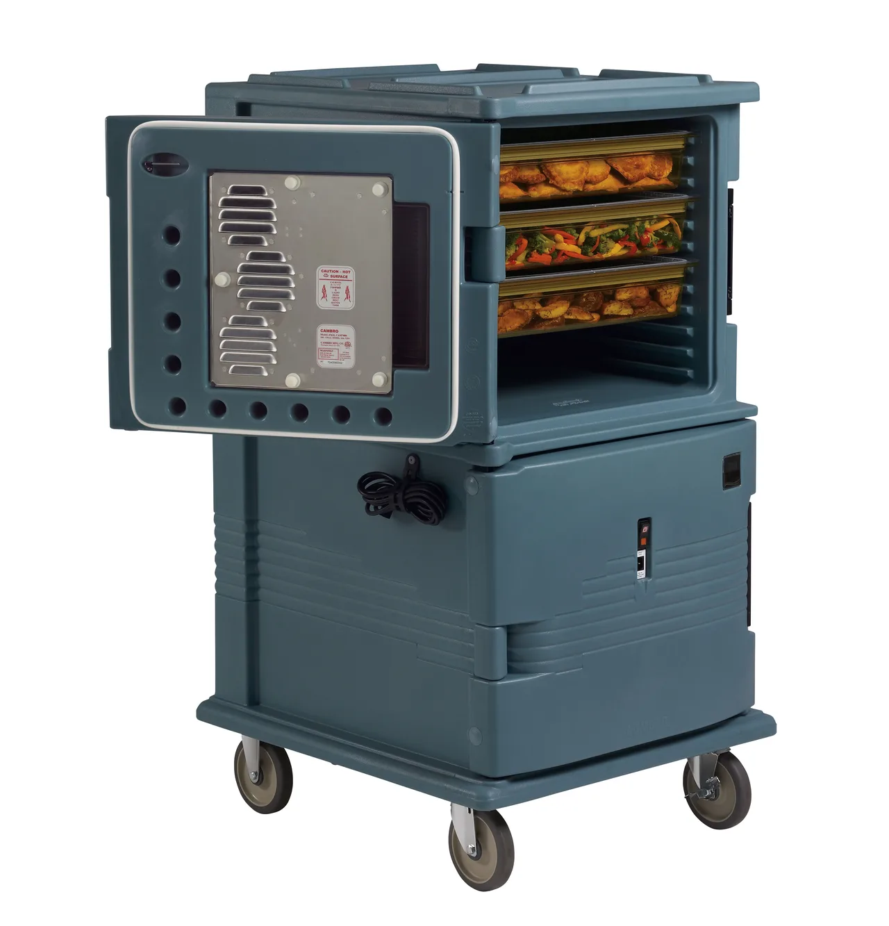 Cambro UPCH1600SP191 "Full Height" 2-Compartment Heated Holding Cabinet, Solid Doors, Polyethylene Finish, Gray, 24 GN 1/1 Pan Capacity, 110V 529W