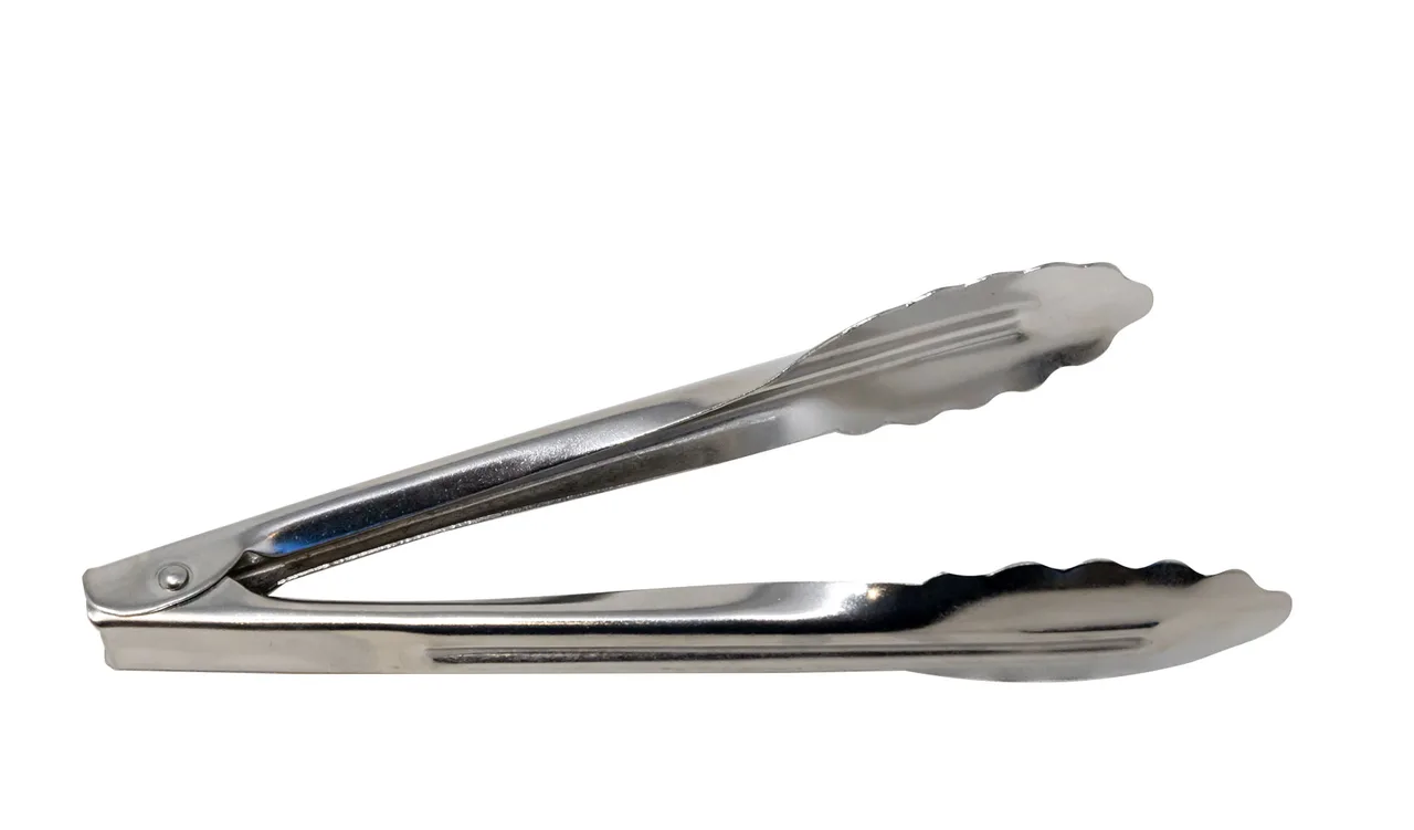 Omcan USA 81067 Utility Tongs – 7" Heavy‑Duty Stainless Steel, Silver, Coiled Spring Design