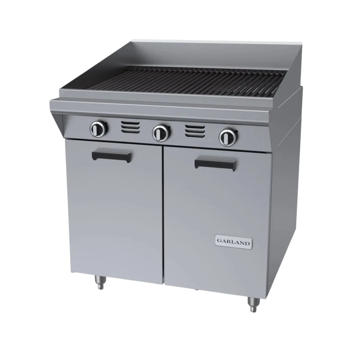 Garland US Range MST34BE 34" Gas Heavy Duty Range w/ Briquette Charbroiler, Electric Spark Ignition, (1) Cabinet Base, 90.000 BTU