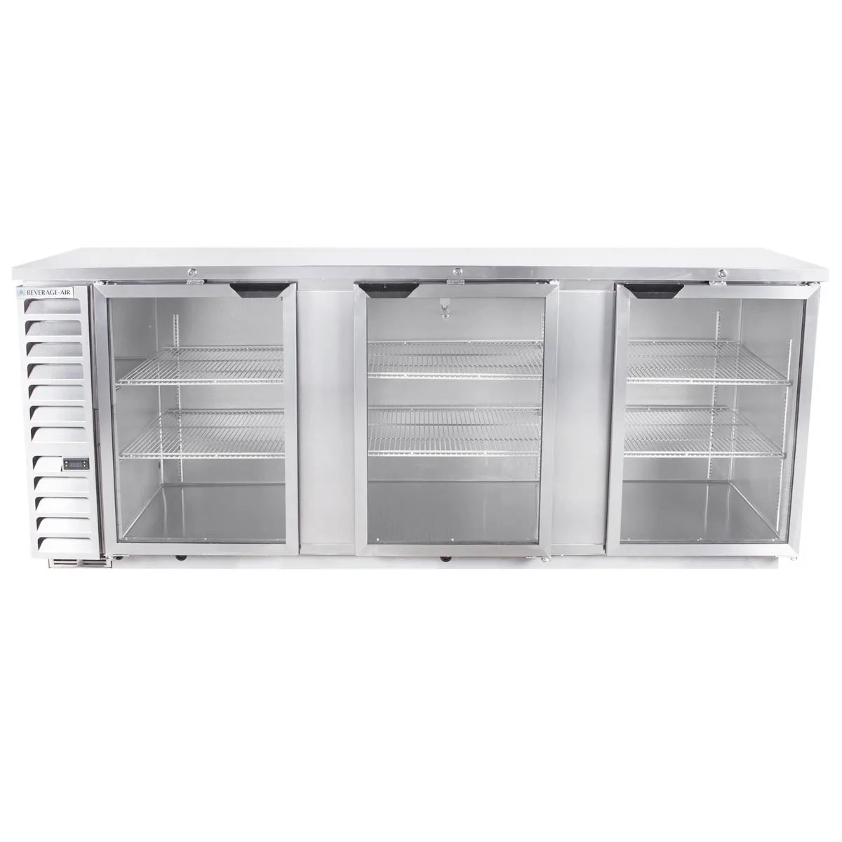 Beverage Air BB94HC-1-G-S 95" Three Section Back Bar Cooler with Glass Door, 37.82 cu. ft.