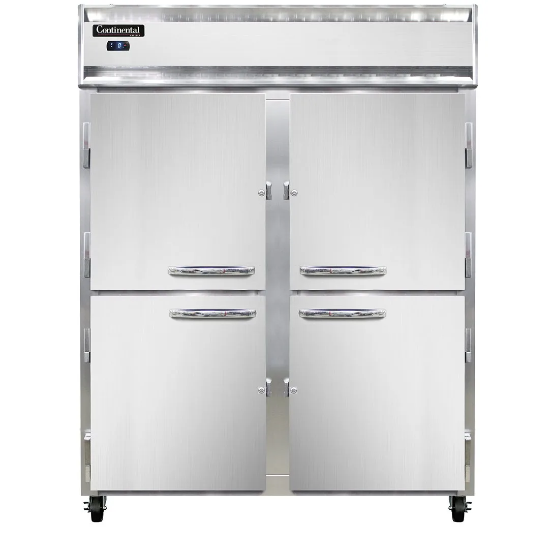 Continental Refrigerator 2FESNSSHD 57" Two Section Reach-In Freezer w/ 4 Half Solid Doors, All Stainless Steel, 40 cu. ft.