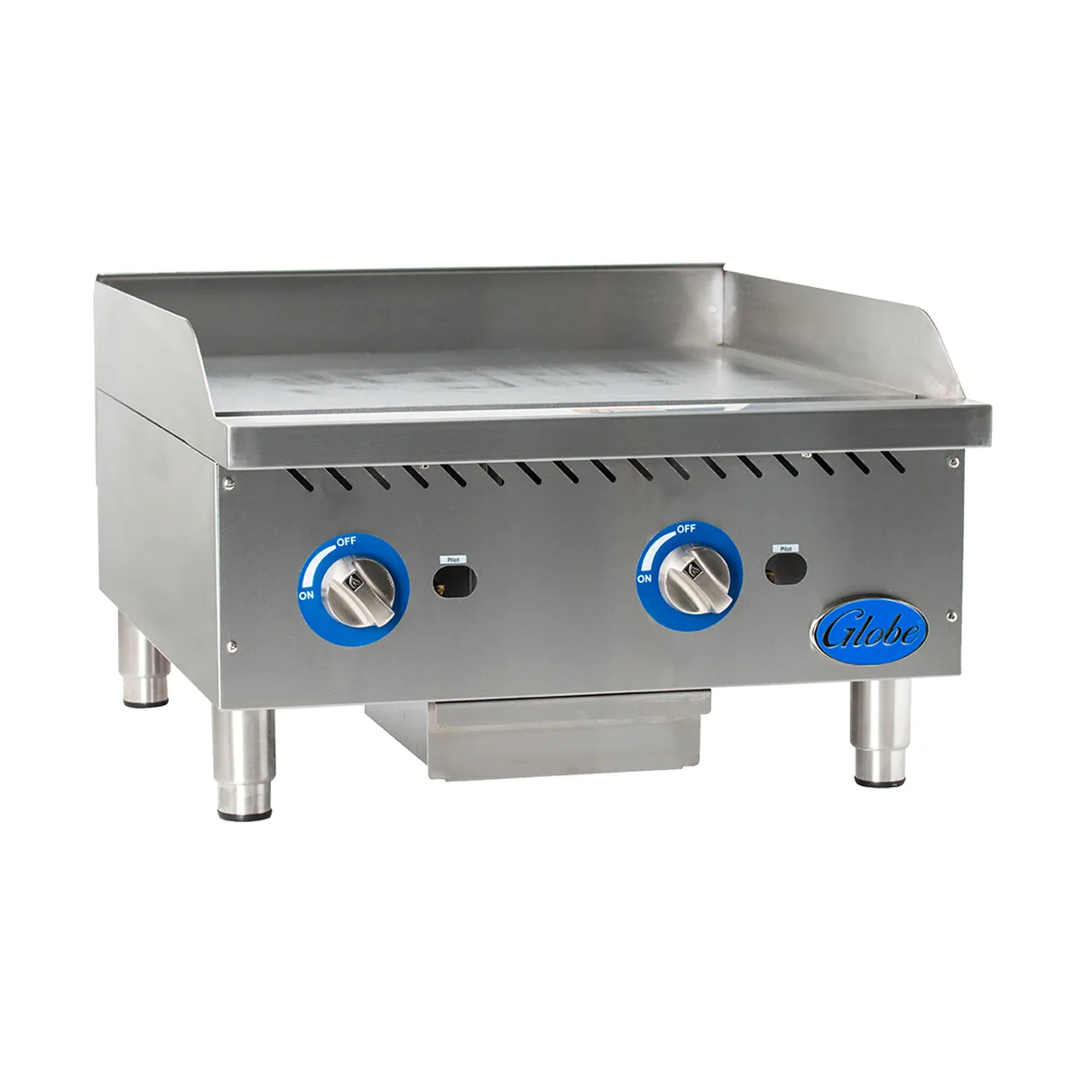 Globe GG24G 24" Countertop Gas Griddle, Manual Controls, 1" Steel Plate, 60.000 BTU