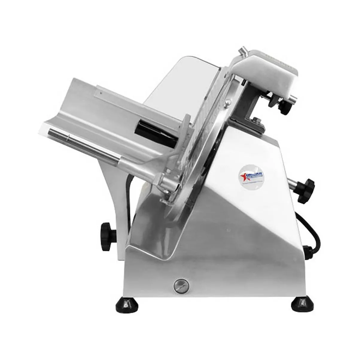 Omcan USA 13620 Meat Slicer – Gravity Feed, 10” Carbon Steel Blade, 1/3 HP 120V 60Hz, Anodized Al Body