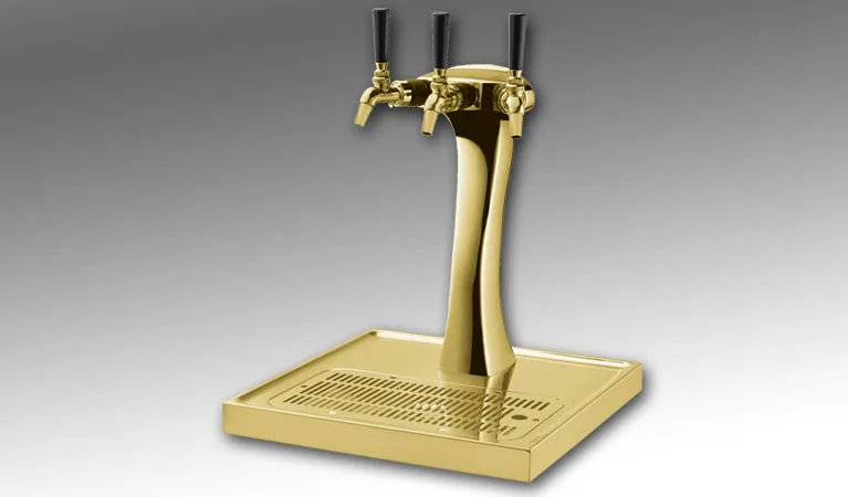 Perlick 4043GD-3B Panther Draft Beer Dispensing Tower, Tarnish-Free Gold Finish, 3 Faucets