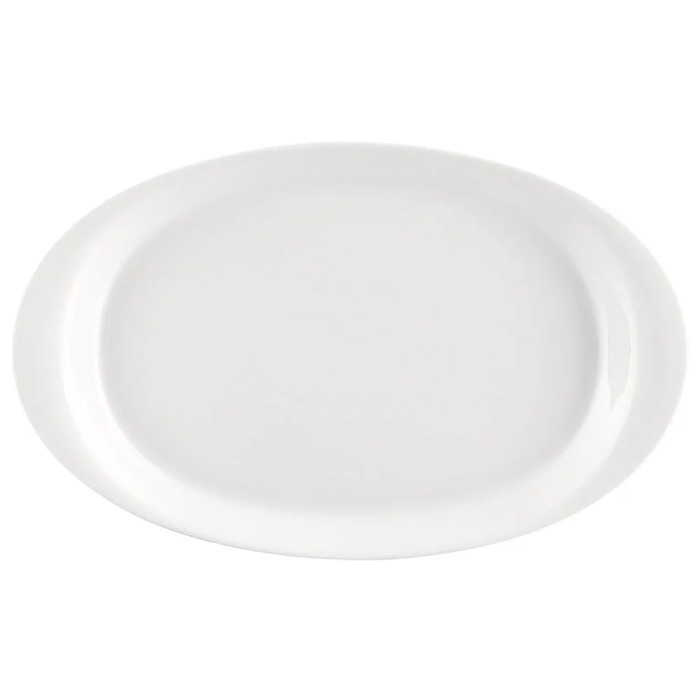 CAC China RCN-OD81 Oval Porcelain Platter, 18-1/4" x 11-1/4", Deep Rim, Super White, Dishwasher Safe