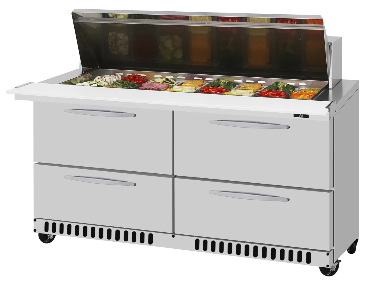 Turbo Air PST-60-24-D4-FB-N 60" Mega Top Sandwich and Salad Prep Table w/ 4 Drawers, 24 Pans