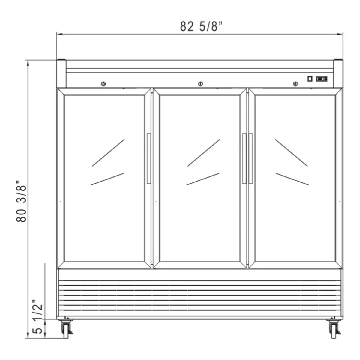 Dukers Appliance Co D83R-GS3 83" 3-Glass Door Reach-In Refrigerator, Bottom Mount, 64.8 cu. ft.