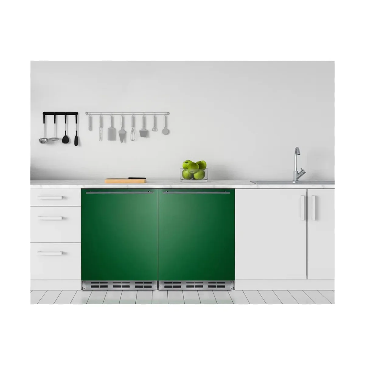 Summit BRF611WHG 23" Undercounter Freezer in White, w/ Emerald Green Door, 5.1 cu. ft.