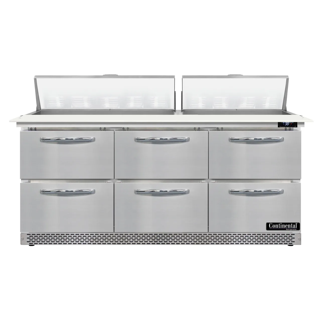 Continental Refrigerator SW72N18C-FB-D 72" Sandwich / Salad Prep Table w/ 6 Drawers, 18 Pans