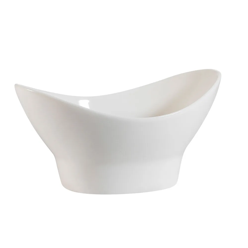 CAC China NGB-6 Nugget Bowl, 7 Oz., 6" L x 4" W x 3-1/4" H Boat Shape, Porcelain Bone White- 1 Dozen