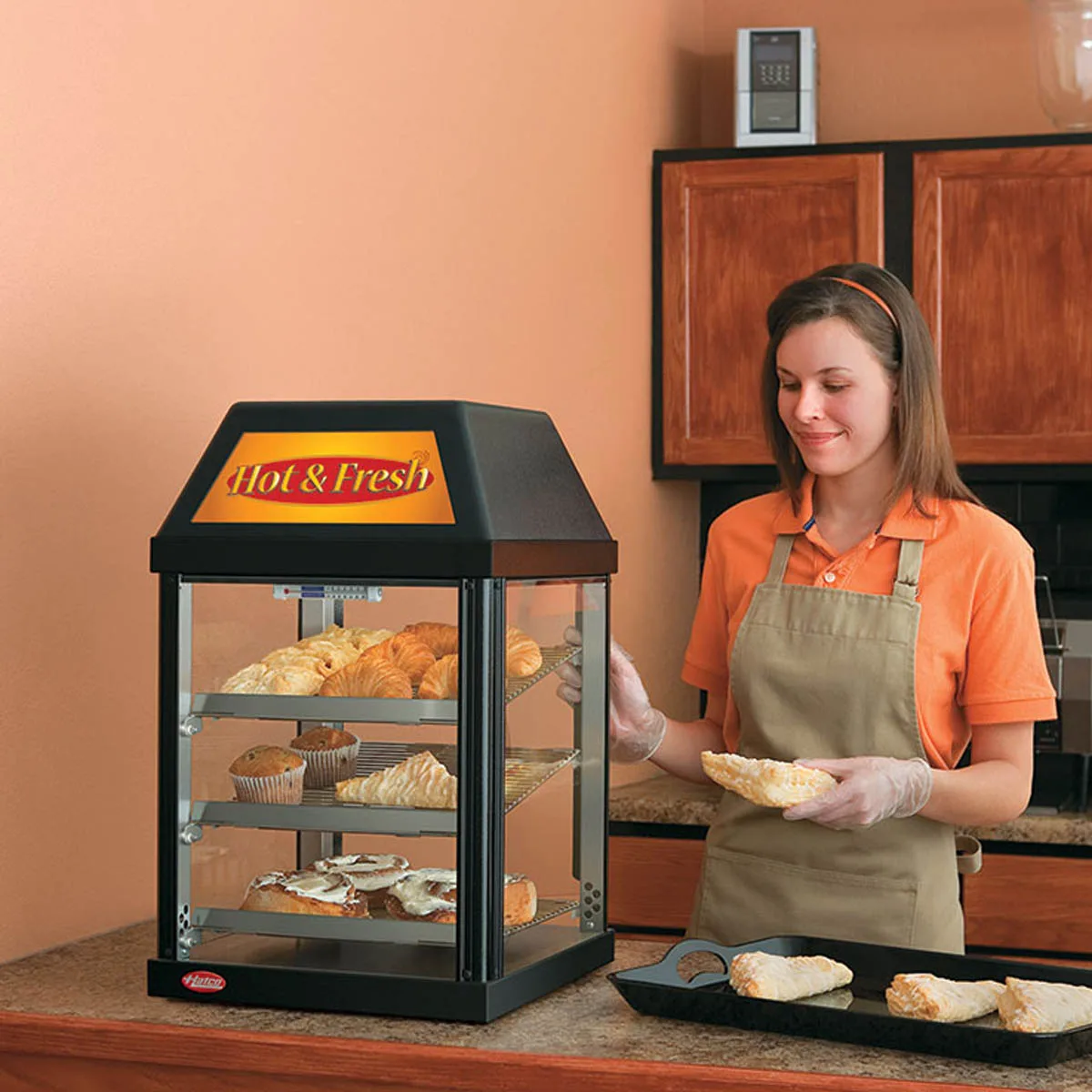 Hatco MDW-1X Mini Countertop Hot Food Display Case, Full-Service, 3 Adjustable Shelves