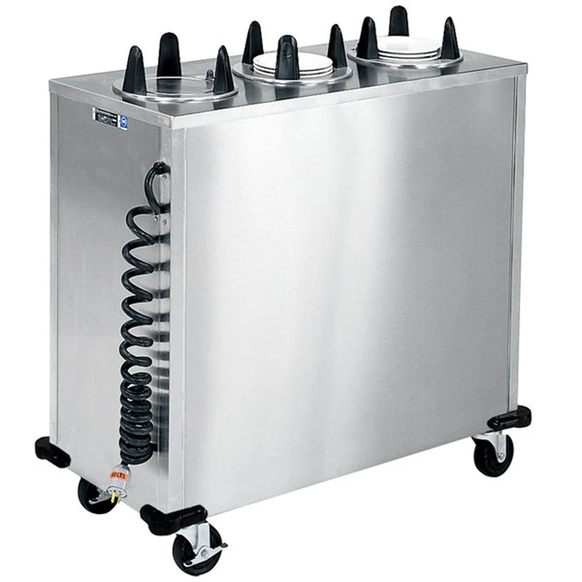 Lakeside 6310 Mobile Enclosed 3-Stack Dish Dispenser w/ 10-1/8" Dia. Dish Size, Heated