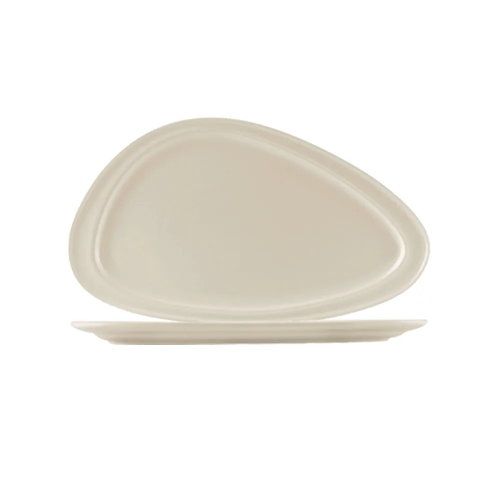 CAC China REC-T61 Teardrop Plate, 16.5" x 9.25" x 1", White Stoneware, Dishwasher Safe - Dozen