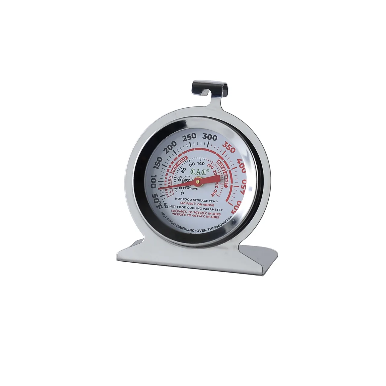 CAC China FPMT-OV6 Oven Thermometer, 2" Dial, Glass, 40-500°F/10-260°C Range, NSF Certified