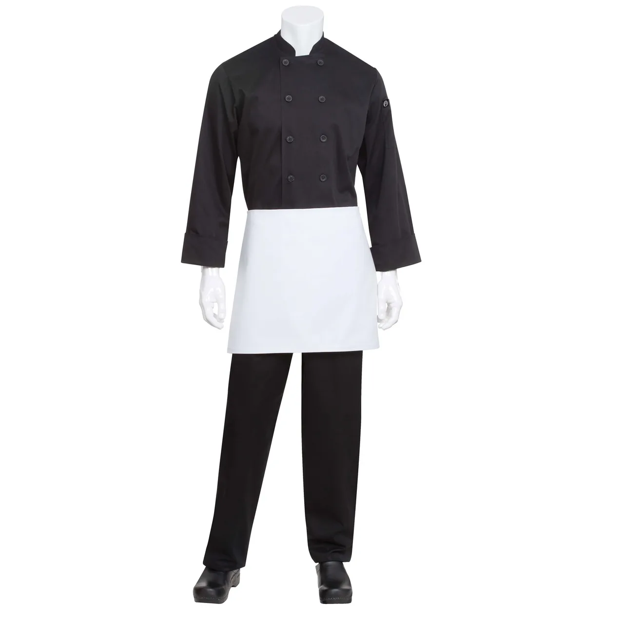 Chef Works B4LG-WHT-0 Waist Apron, 16"L x 27-1/2"W, 4-Way Pocketless, 65/35 Poly/Cotton, White