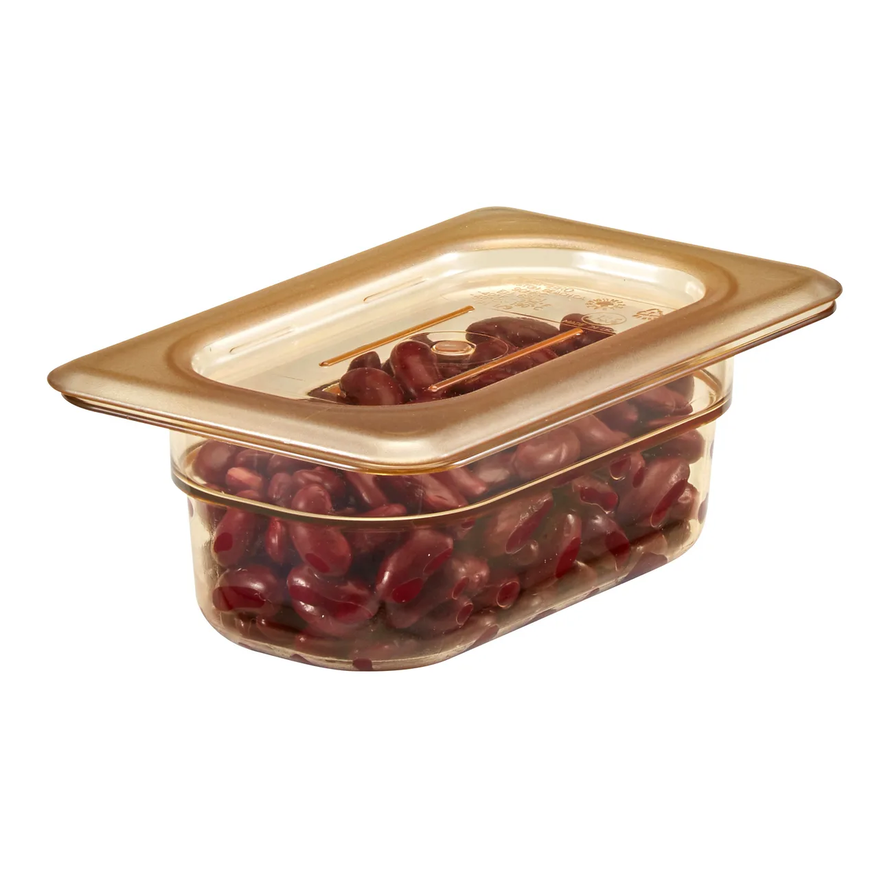 Cambro 90HPC150 H-Pan Cover - 1/9 Flat Amber Plastic Lid, -40°F to 300°F, NSF, Non-Stick