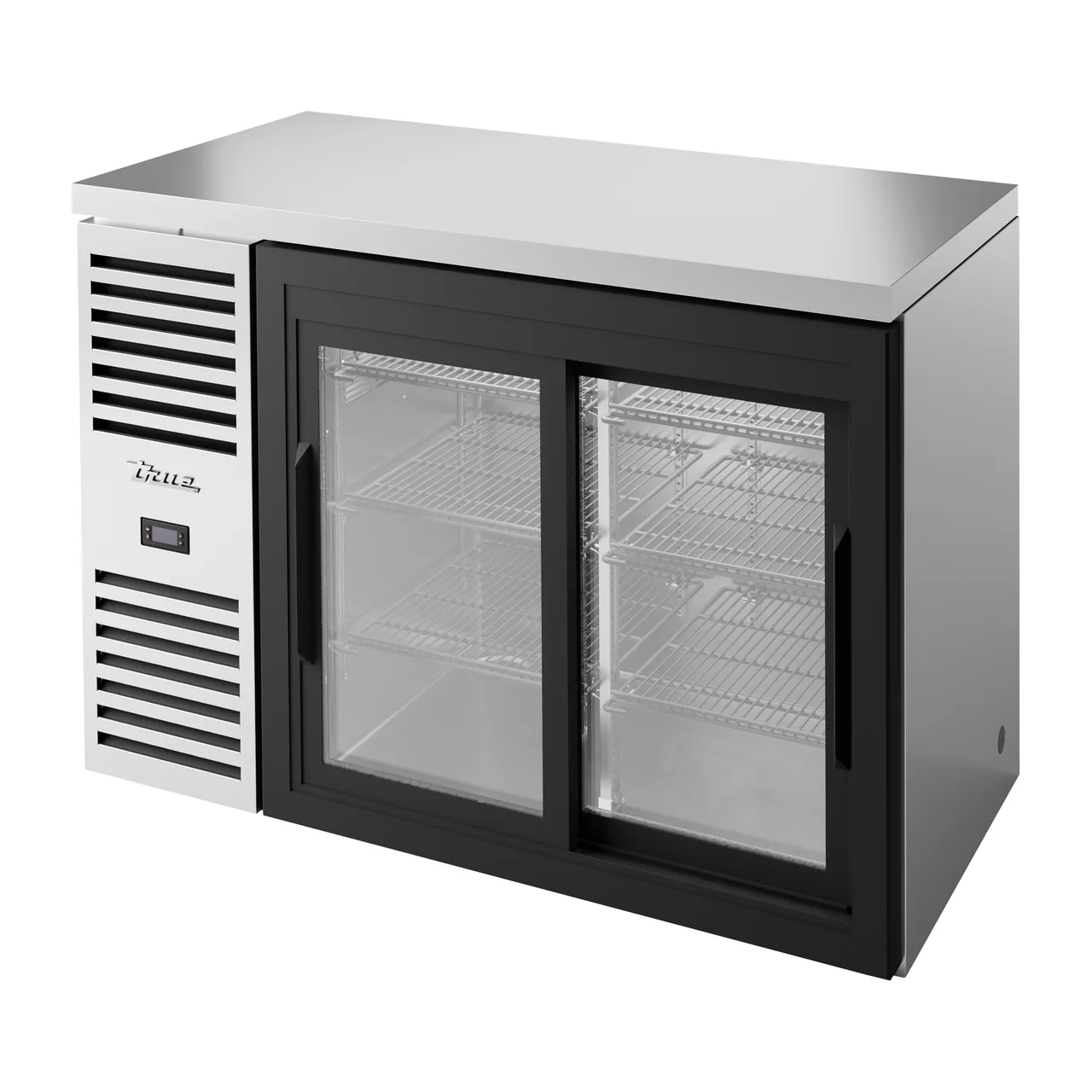 True TBR48-RISZ1-L-S-11-1 48" Stainless Steel Back Bar Refrigerator with 2 Sliding Glass Doors