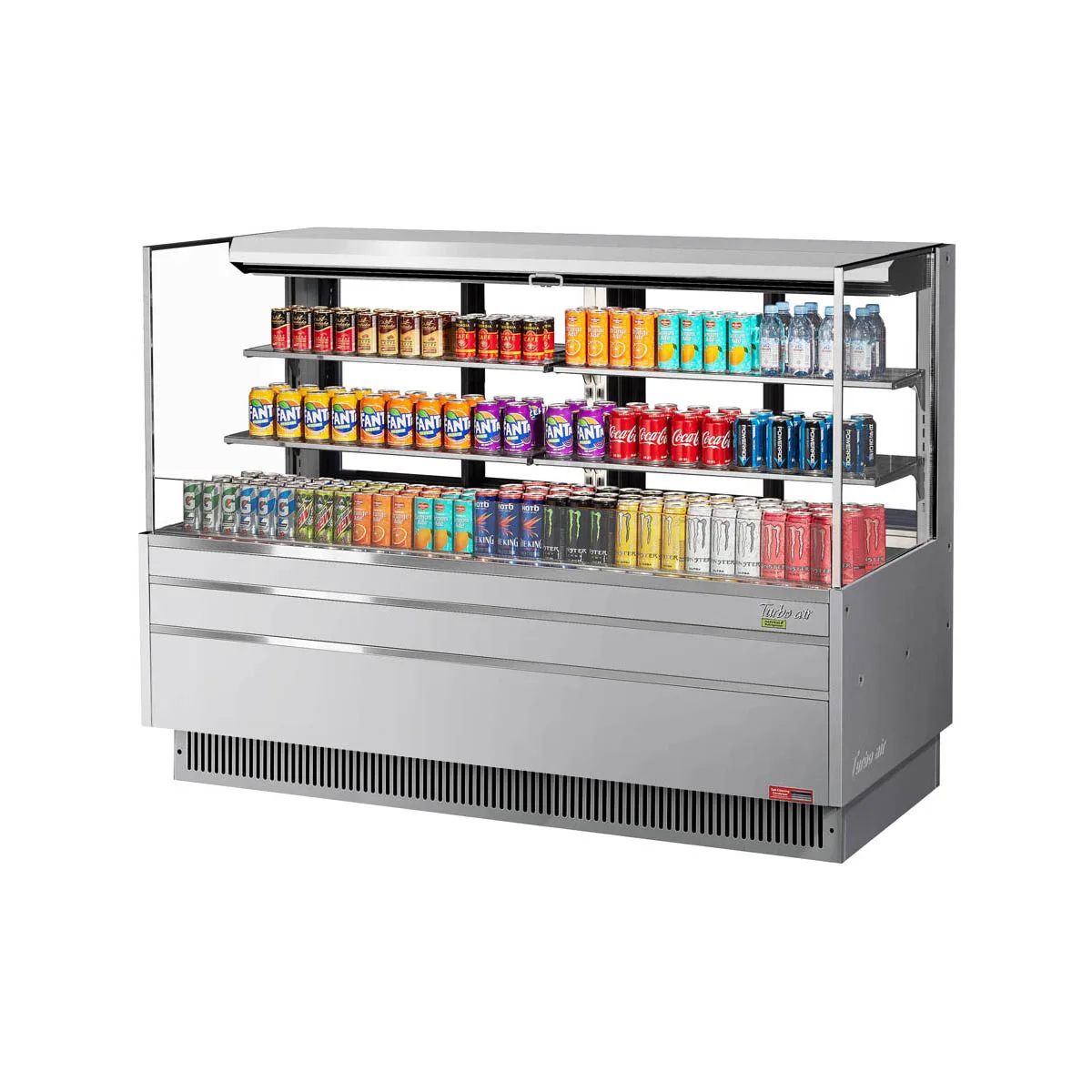 Turbo Air TOM-72L-UFD-S-3S-N 70" Horizontal Open Air Merchandiser, Stainless Steel, Self-Contained