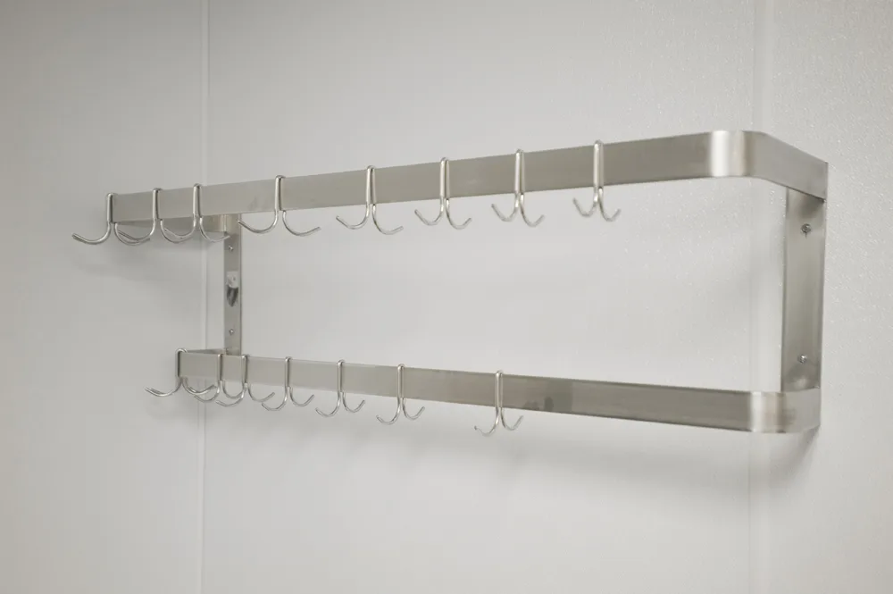Winholt SSWMPR-4816-D 48"W Stainless Steel Wall Mount Pot Rack w/ (18) Hooks
