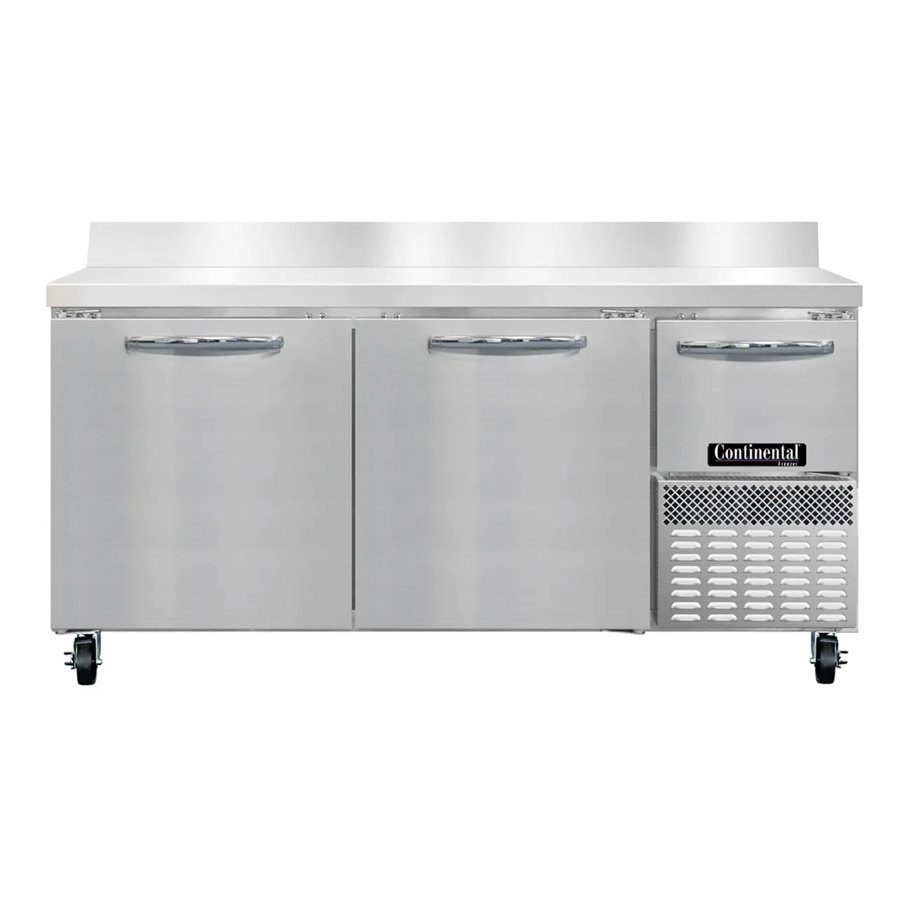 Continental Refrigerator FA68SNBS 68" 2-Section Worktop Freezer w/ 2 Full & 1 Half Door