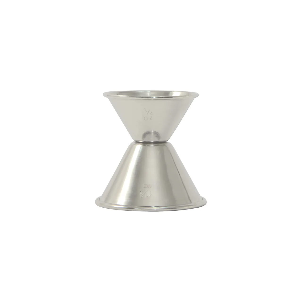 CAC China JG75-125 Stainless Steel Jigger, 3/4 oz. x 1-1/4 oz., Rolled Edge