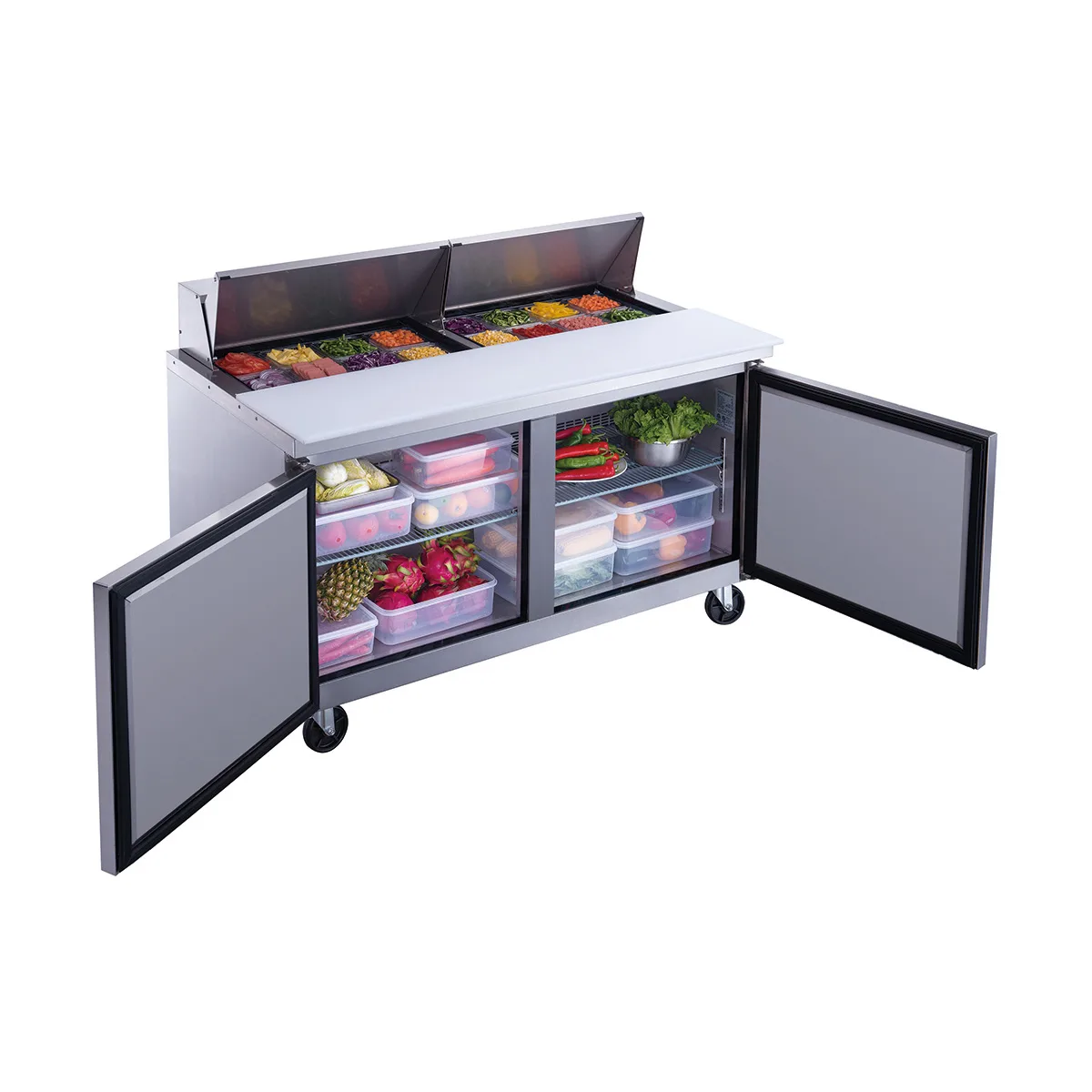 Dukers Appliance Co DSP60-16-S2 60" Sandwich/Salad Prep Table w/ 2 Doors, 16 Pans