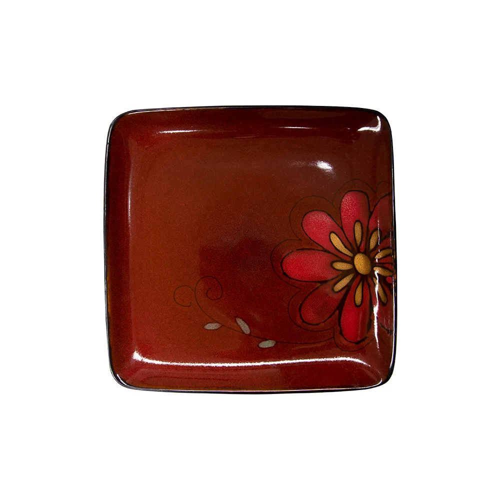 CAC China 112014-SQ16 Tikal Fine China Square Dinner Plate, 10 3/4" Porcelain, Dozen