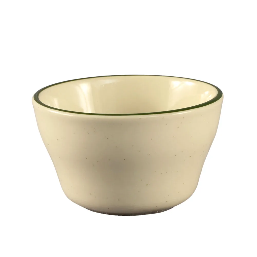 CAC China CES-4 Bouillon Cup, 7 oz, 4" Dia x 2.5" H, Ceramic, Emerald Rim, American White - 1 Dozen