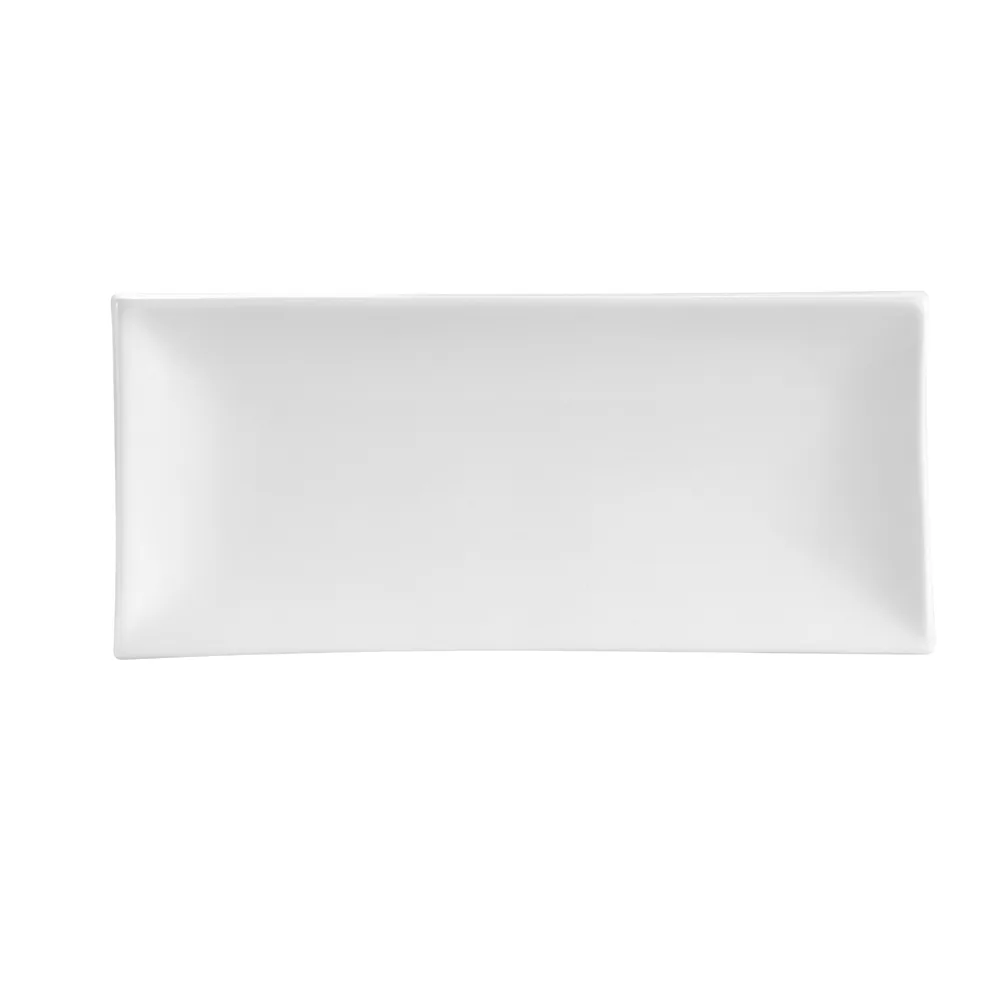 CAC China TOK-61 Tokyia Platter, 16"L x 7"W x 2-1/4"H, Rectangular Porcelain, Bone White - Dozen