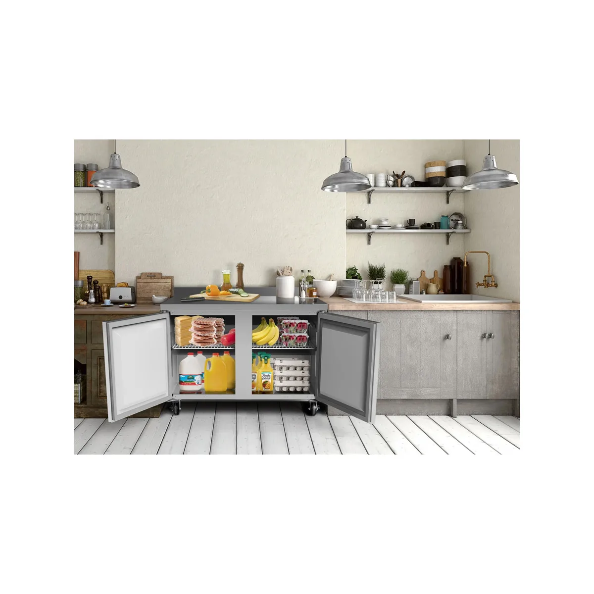 Koolmore RWT-2D-12C 47" 2-Section Worktop Refrigerator w/ 2 Doors, 12 cu. ft.