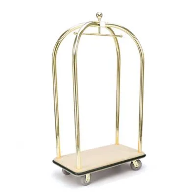 Forbes Industries 2420 Birdcage® Luggage Cart w/ Carpeted Deck, Solid Brass
