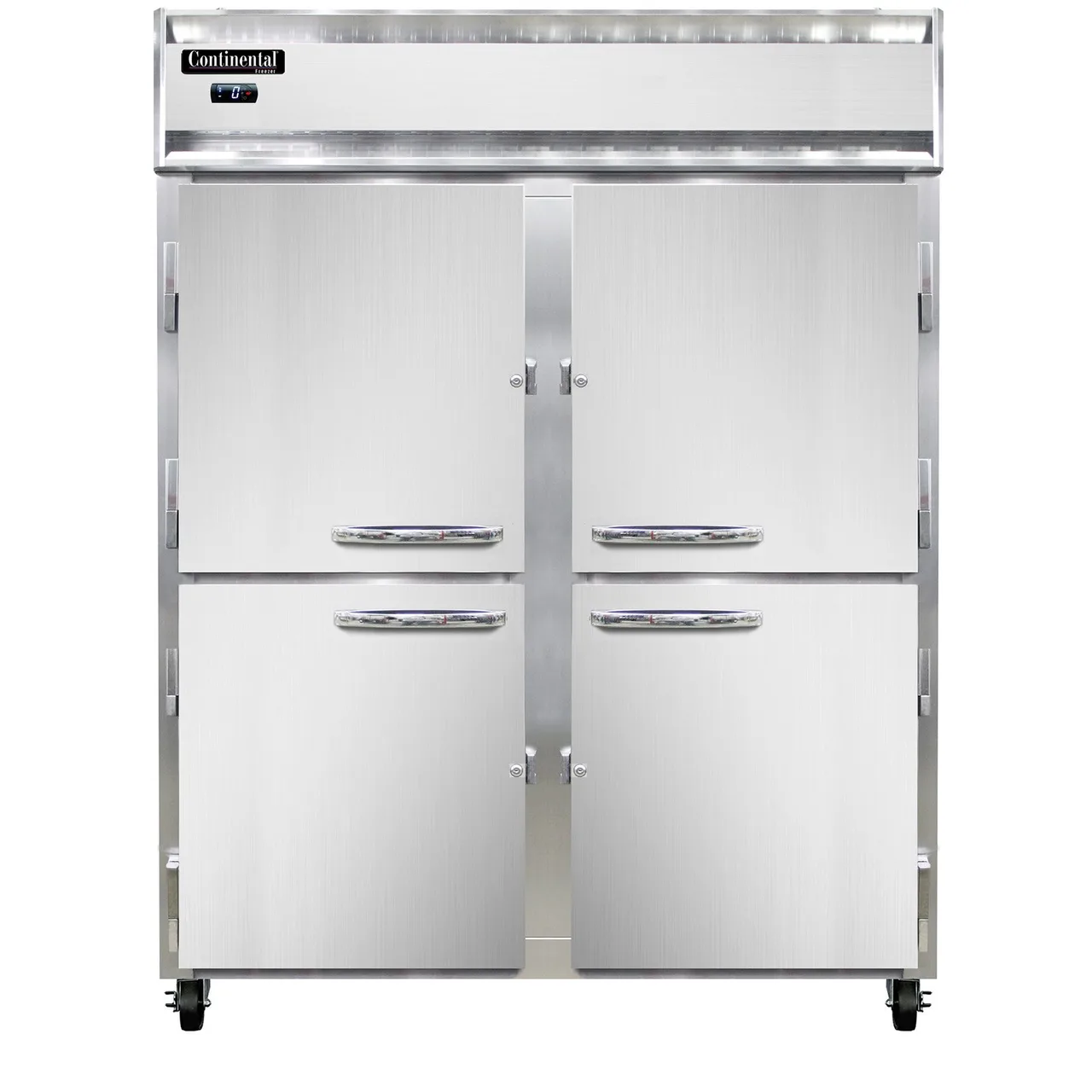 Continental Refrigerator 2FENSAHD 57" 2-Section Reach-In Freezer, 4 Half Solid Doors, Stainless Steel Exterior, 50 cu. ft.