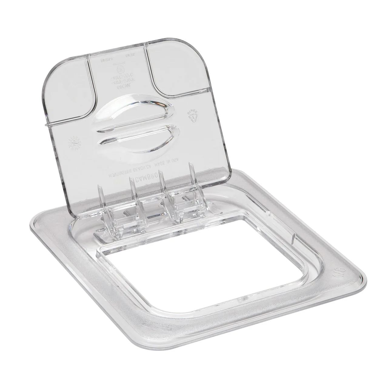 Cambro 60CWL135 - FlipLid Pan Cover, 1/6 Size Clear Polycarbonate Hinged Lid, NSF