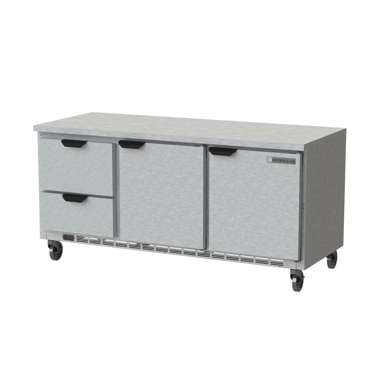 Beverage Air WTRD72AHC-2-FLT 72" 3-Section Worktop Refrigerator w/ 2 Drawers & 2 Doors, 18 cu. ft.