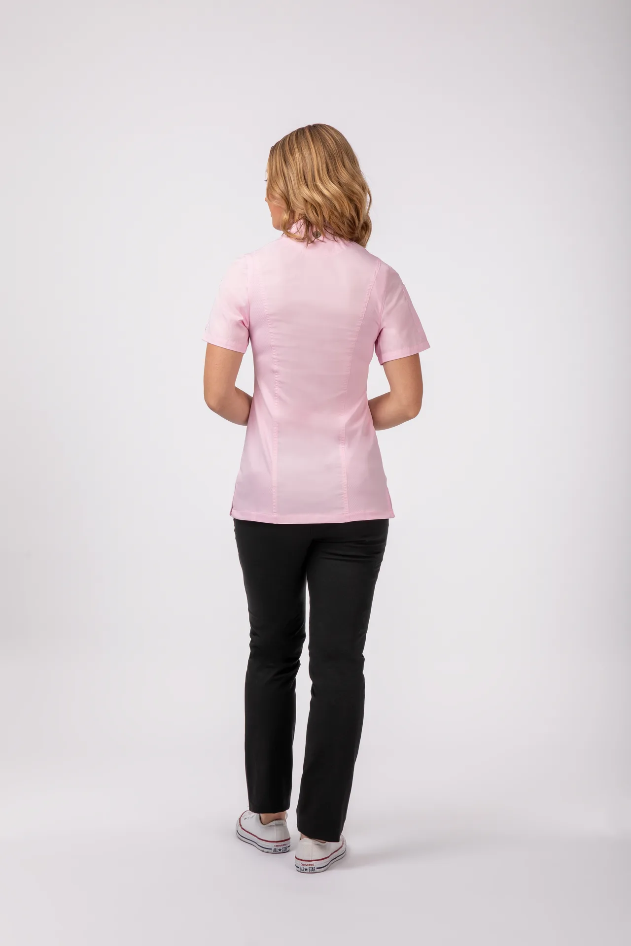 Chef Works BCWSZ006-PIN-2XL Women’s Chef Coat, Short‑Sleeve 2XL Pink Twill, Vent™, Zipper, Apron Snap