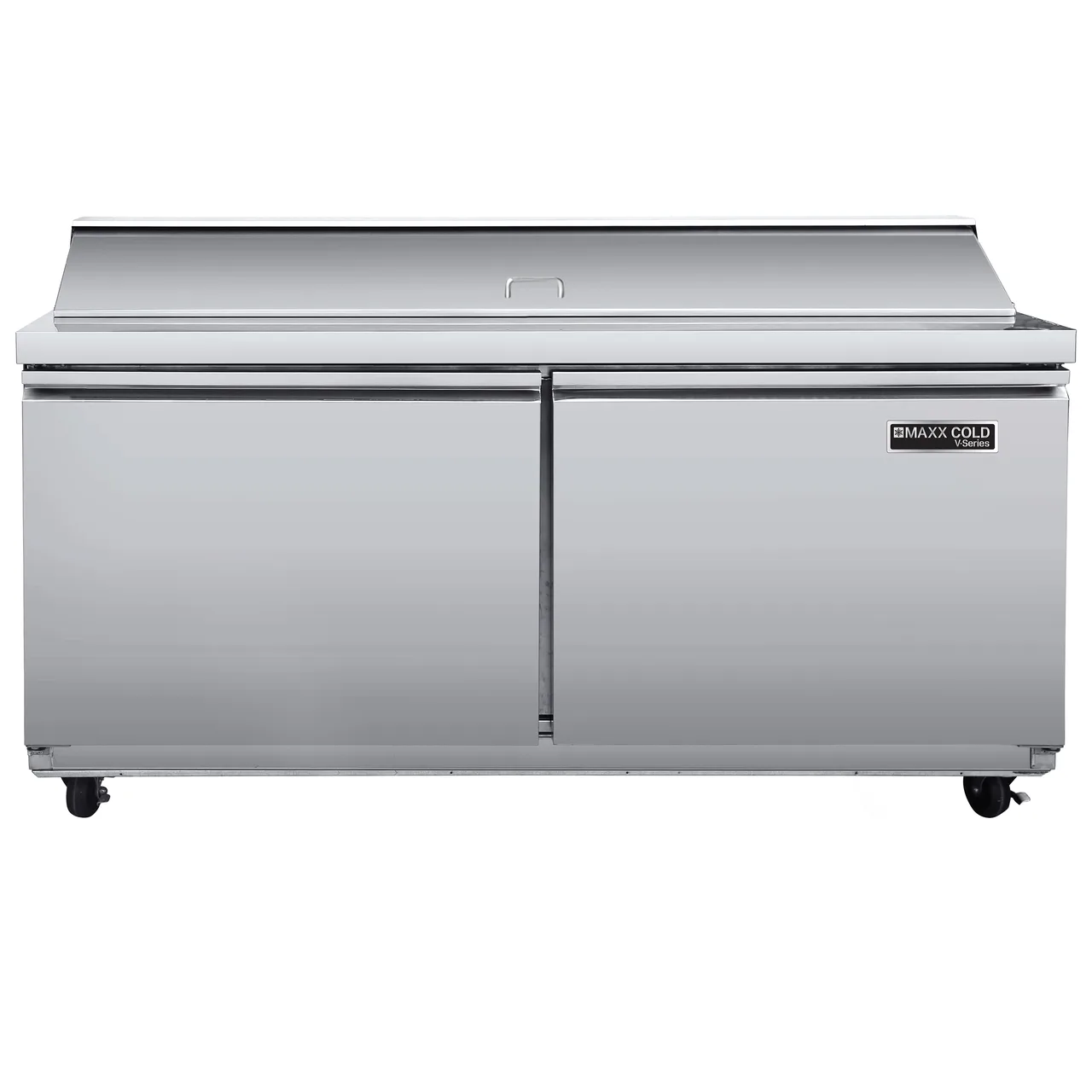 Maxx Cold MVR60SHC 60" 2-Door Sandwich and Salad Prep Table, 16 Pans, Stainless Steel