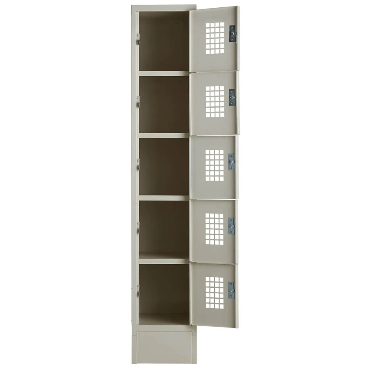 Winholt WL-55 Beige 1-Column Locker w/ (5) 10" x 12" x 12" Compartments, Perforated Doors