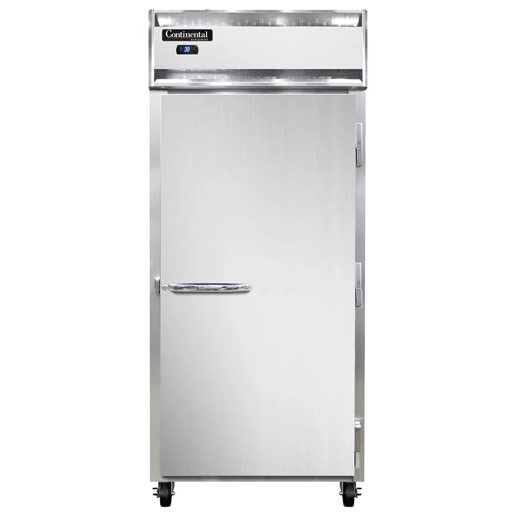 Continental 1RXSNSA 36" 1-Section Reach-In Refrigerator w/ Solid Door, Stainless Steel Exterior, 26 cu. ft.